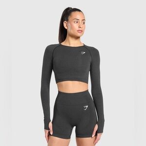 Gymshark Vital Seamless Long Sleeve Crop Top Black